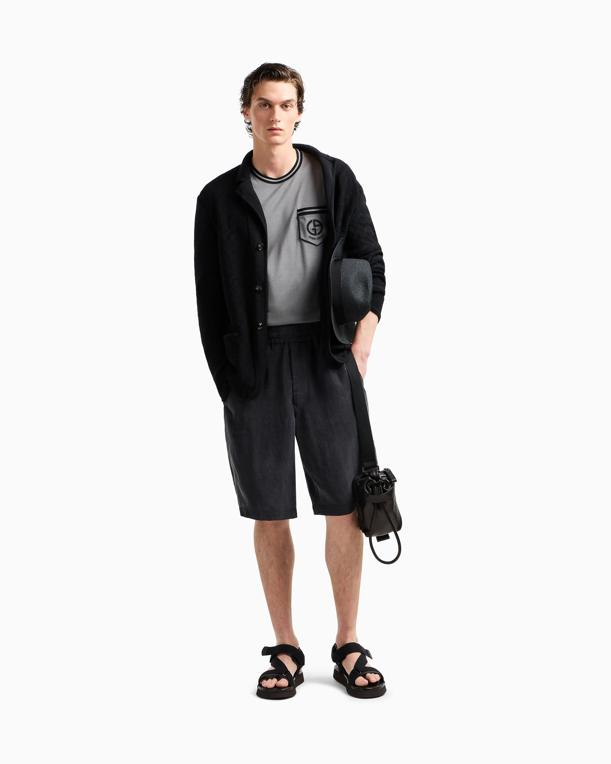 Single-breasted jacket in a jacquard cotton knit