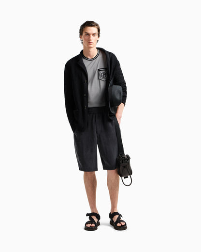 Single-breasted jacket in a jacquard cotton knit