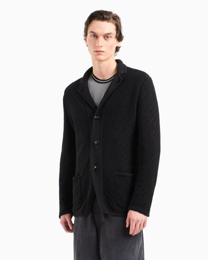 Single-breasted jacket in a jacquard cotton knit