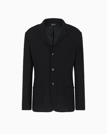 Single-breasted jacket in a jacquard cotton knit