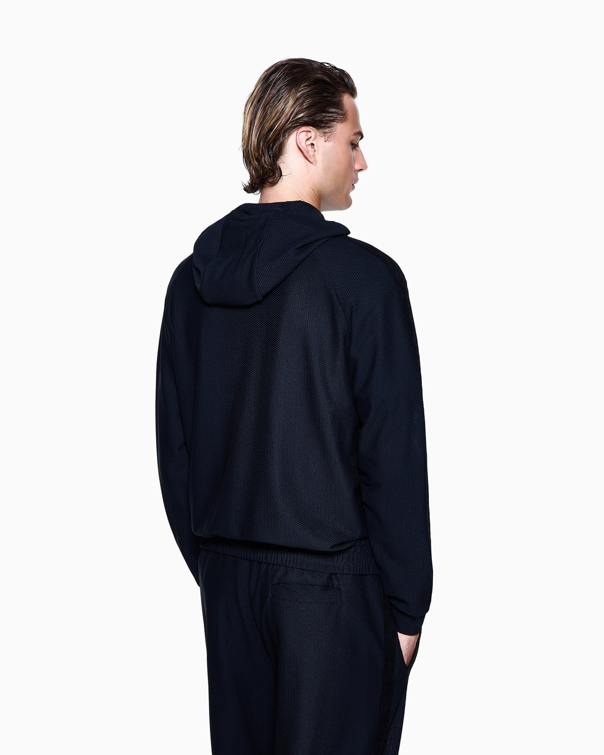 Hooded sweatshirt in technical waffle fabric