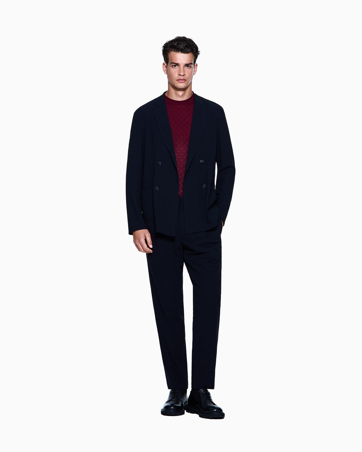 Short-sleeved crew-neck jumper in cashmere and silk