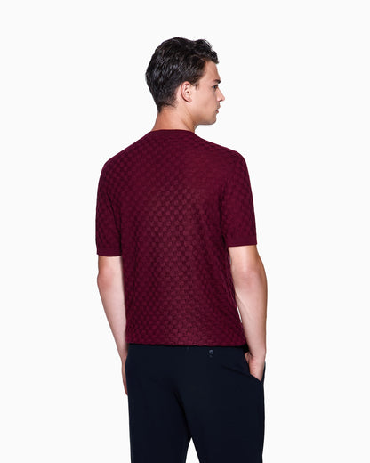 Short-sleeved crew-neck jumper in cashmere and silk