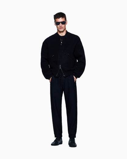 Technical waffle flat-front trousers