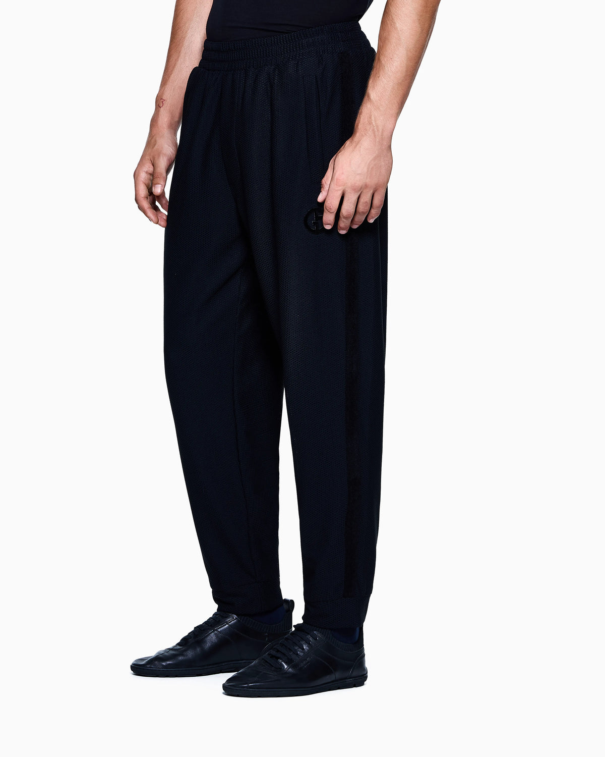 Technical waffle flat-front trousers