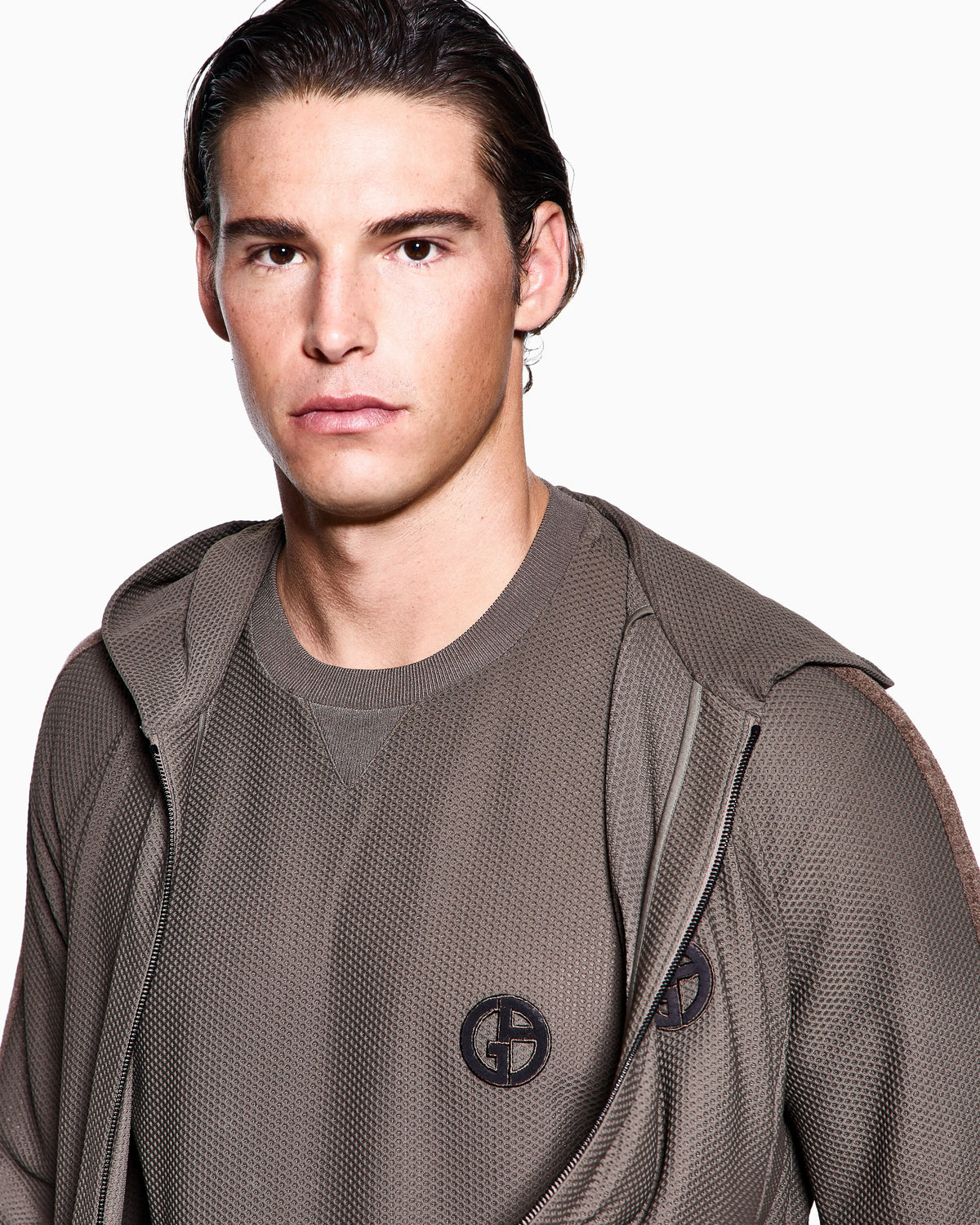 Crew-neck T-shirt in technical waffle fabric