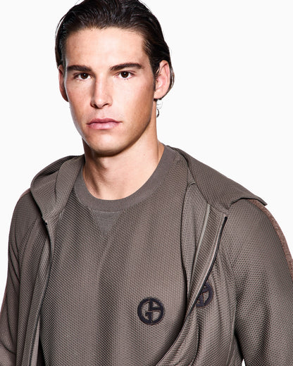 Crew-neck T-shirt in technical waffle fabric