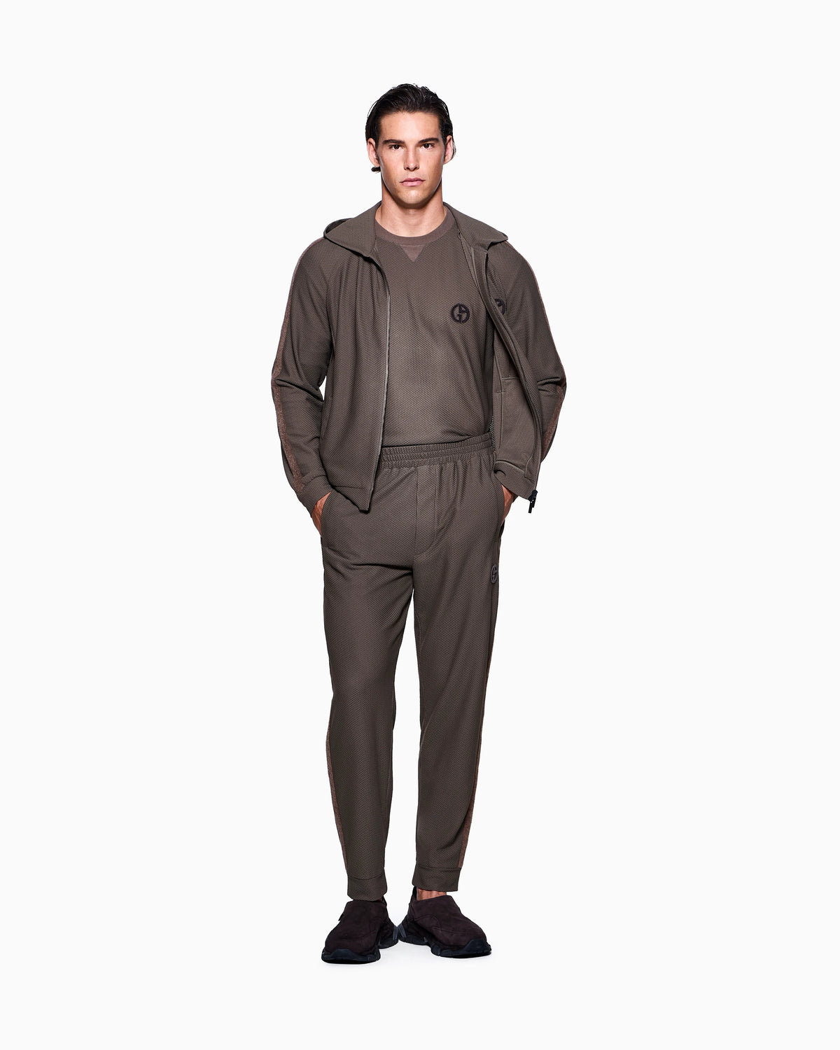 Crew-neck T-shirt in technical waffle fabric