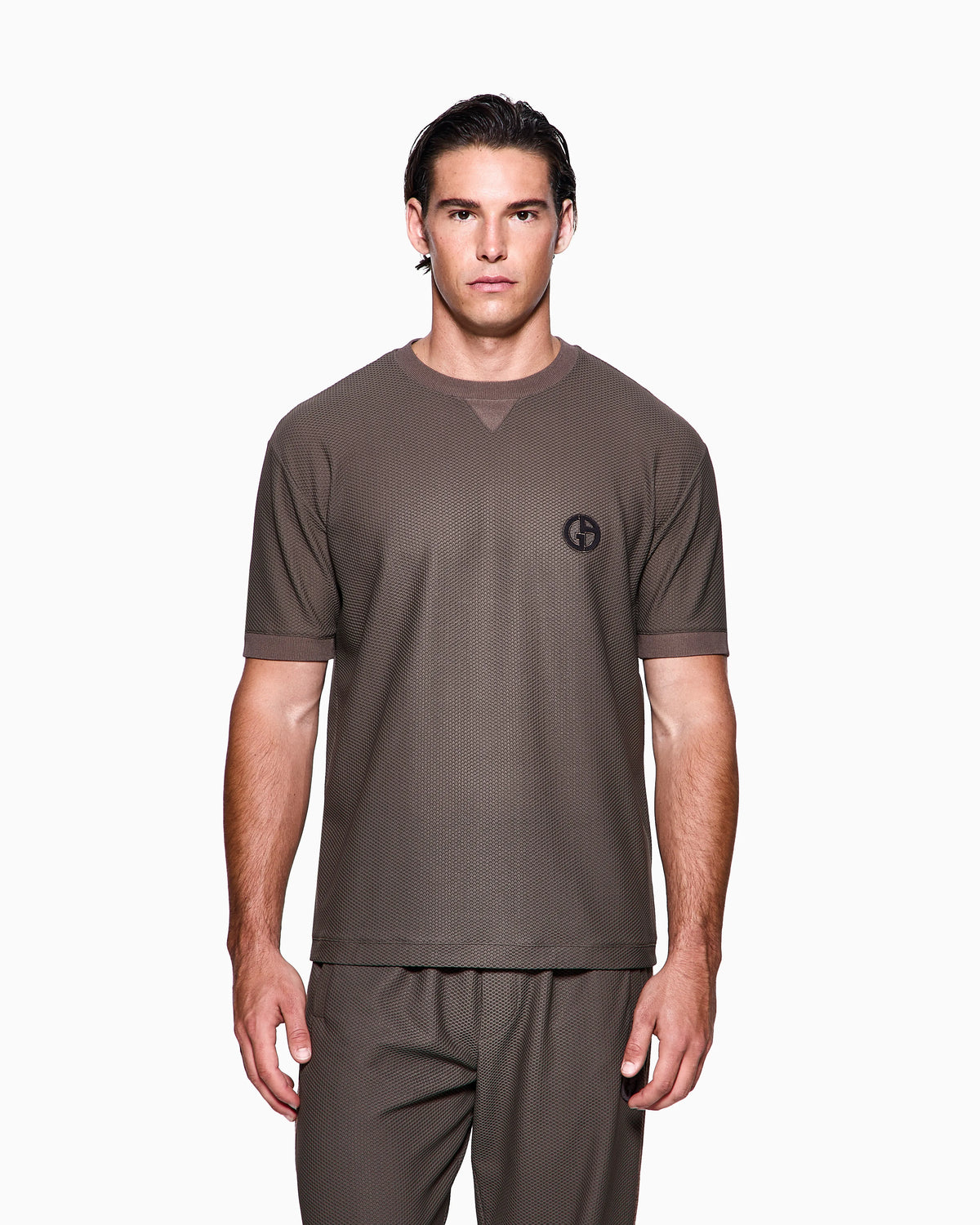 Crew-neck T-shirt in technical waffle fabric