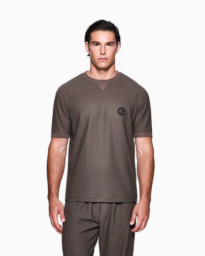 Crew-neck T-shirt in technical waffle fabric