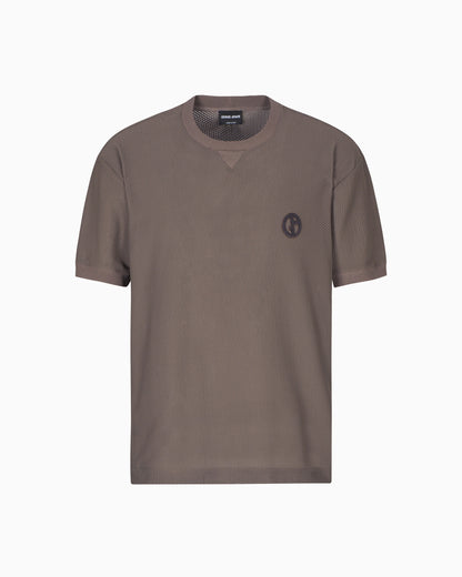 Crew-neck T-shirt in technical waffle fabric