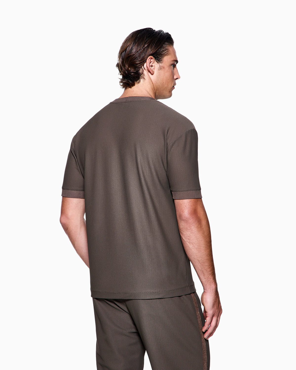 Crew-neck T-shirt in technical waffle fabric
