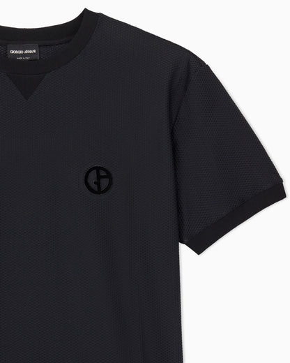 Crew-neck T-shirt in technical waffle fabric