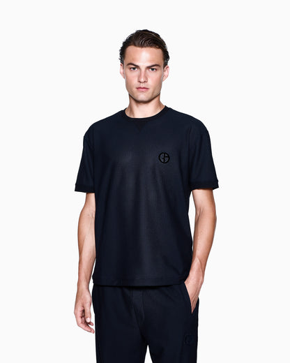 Crew-neck T-shirt in technical waffle fabric
