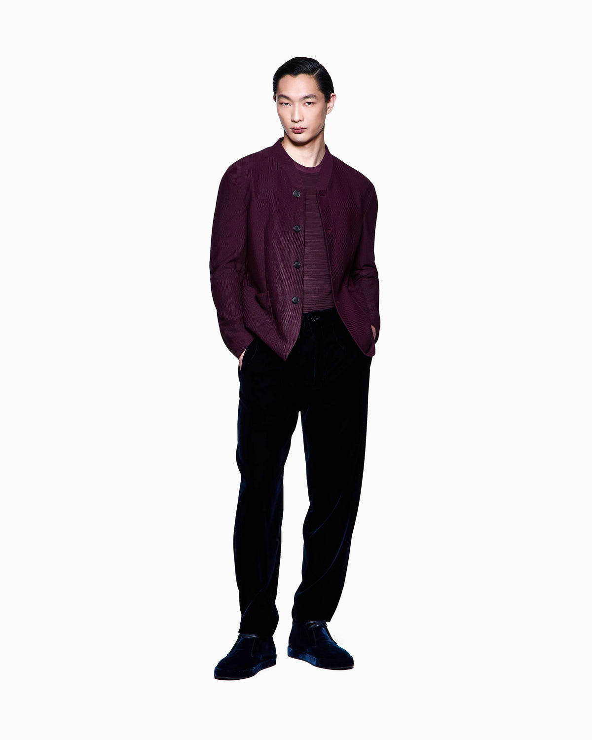 Wool jersey crew-neck T-shirt with a striped motif