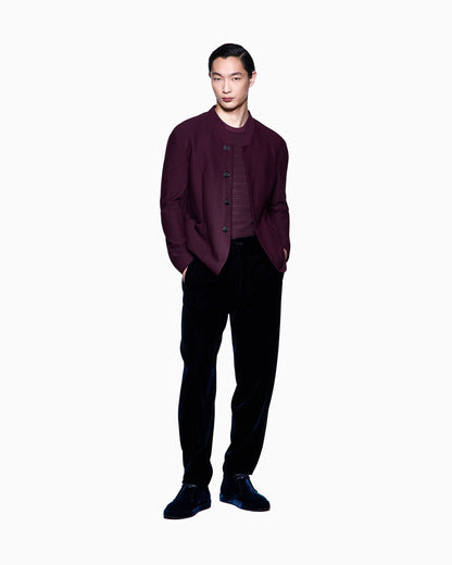 Wool jersey crew-neck T-shirt with a striped motif