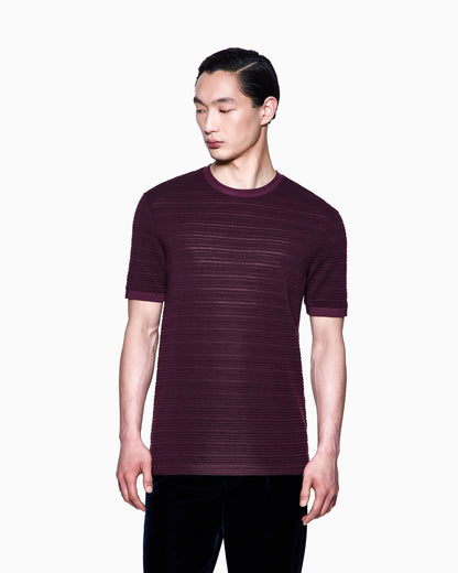 Wool jersey crew-neck T-shirt with a striped motif