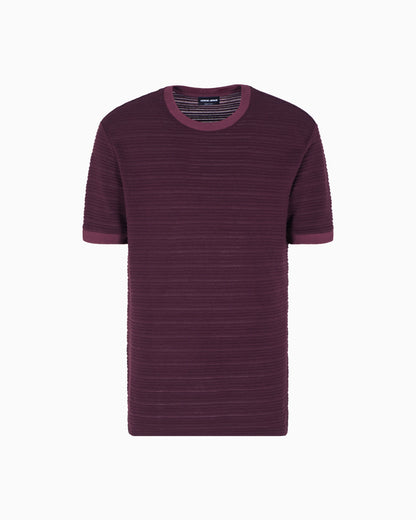 Wool jersey crew-neck T-shirt with a striped motif