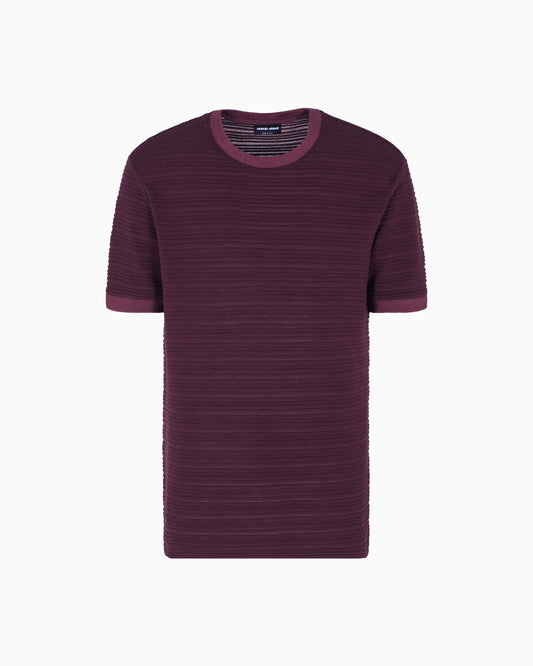 Wool jersey crew-neck T-shirt with a striped motif