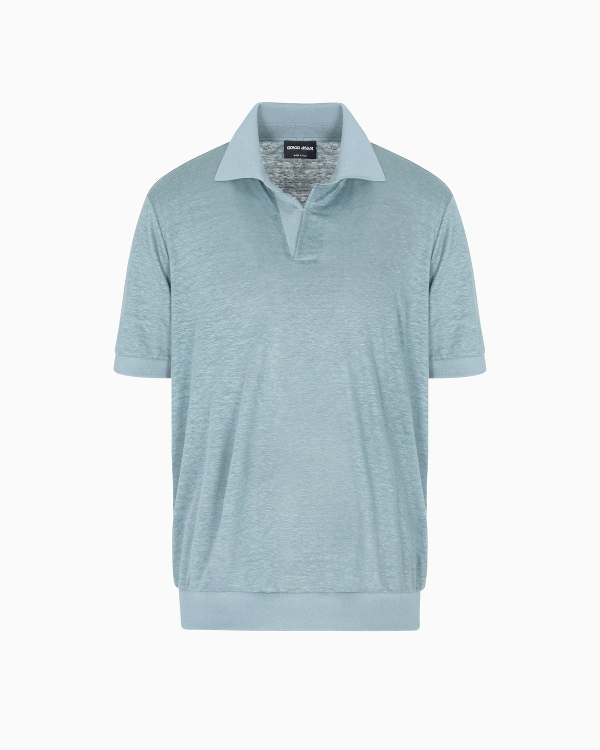 Short-sleeved polo shirt in linen jersey