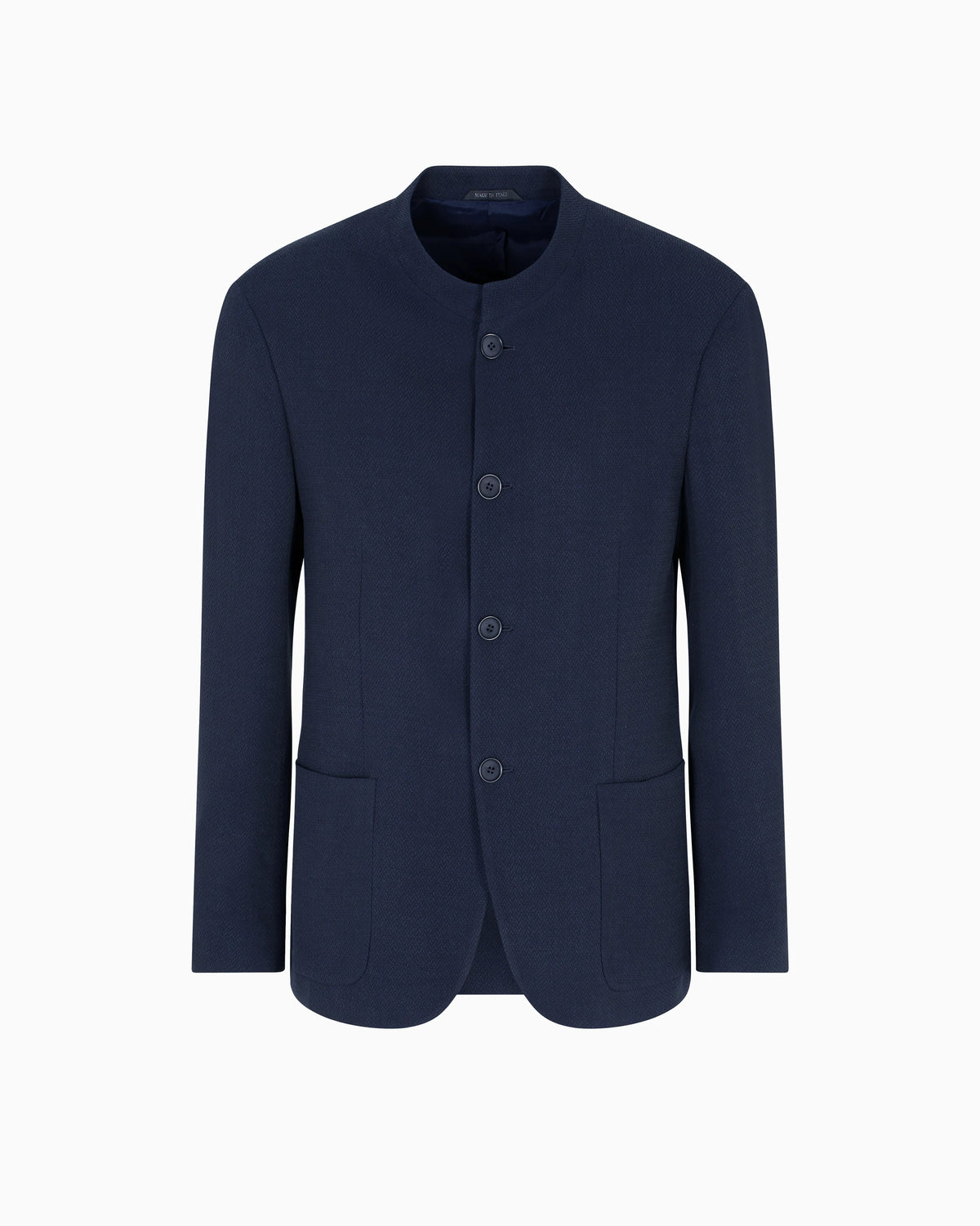 Cupro and viscose single-breasted jacket with a micro chevron motif
