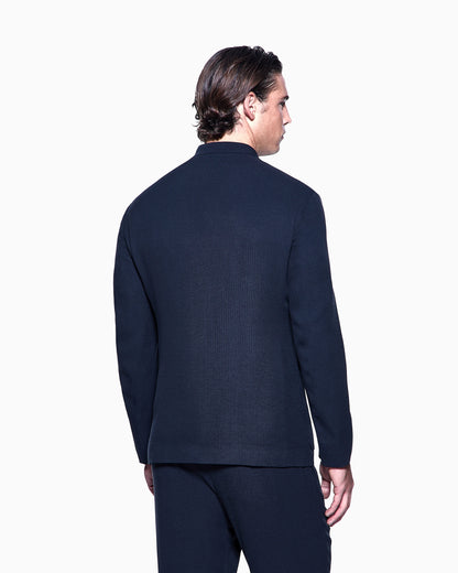 Cupro and viscose single-breasted jacket with a micro chevron motif
