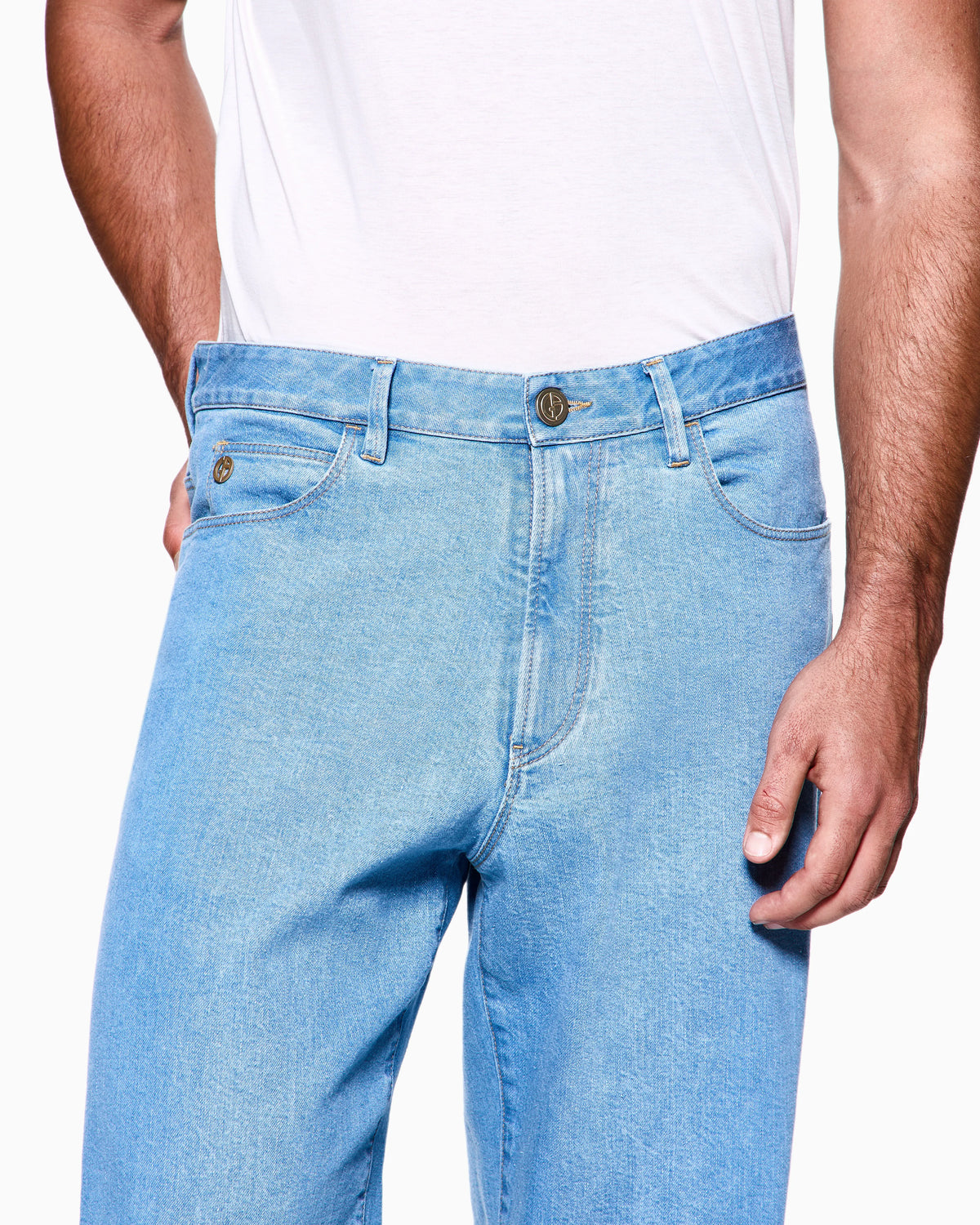 cotton and modal five-pocket trousers