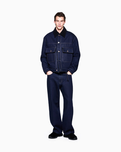 5-pocket pant oversized denim in cotton and virgin wool