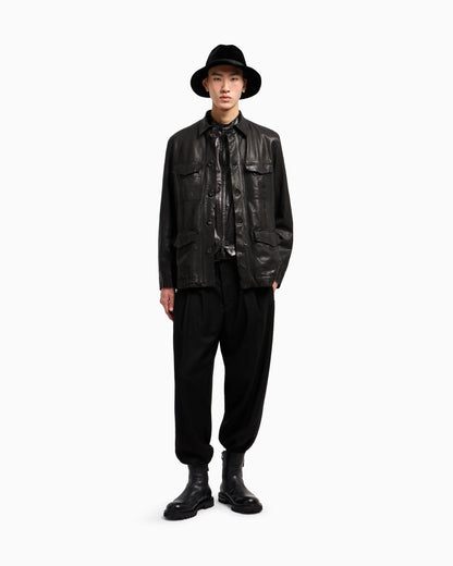 Zip-up gilet in plonge nappa calfskin