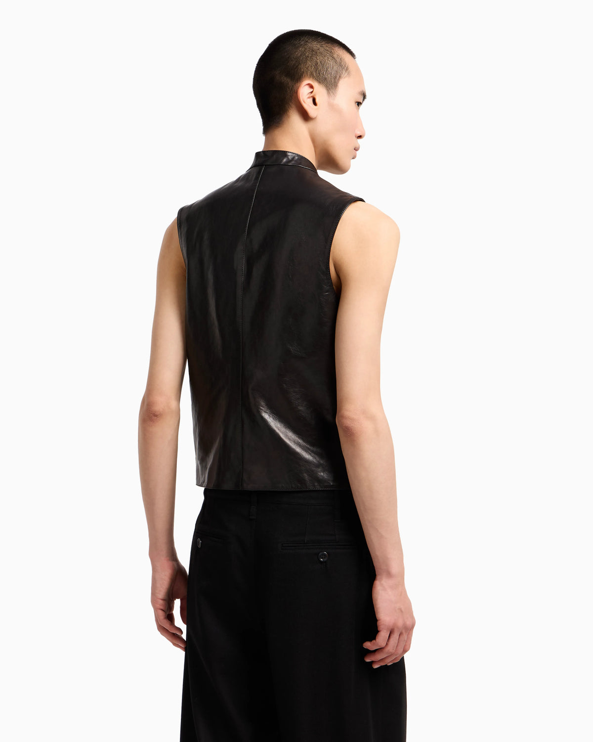 Zip-up gilet in plonge nappa calfskin
