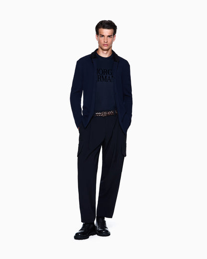 Single-pleat, pure virgin wool crêpe trousers