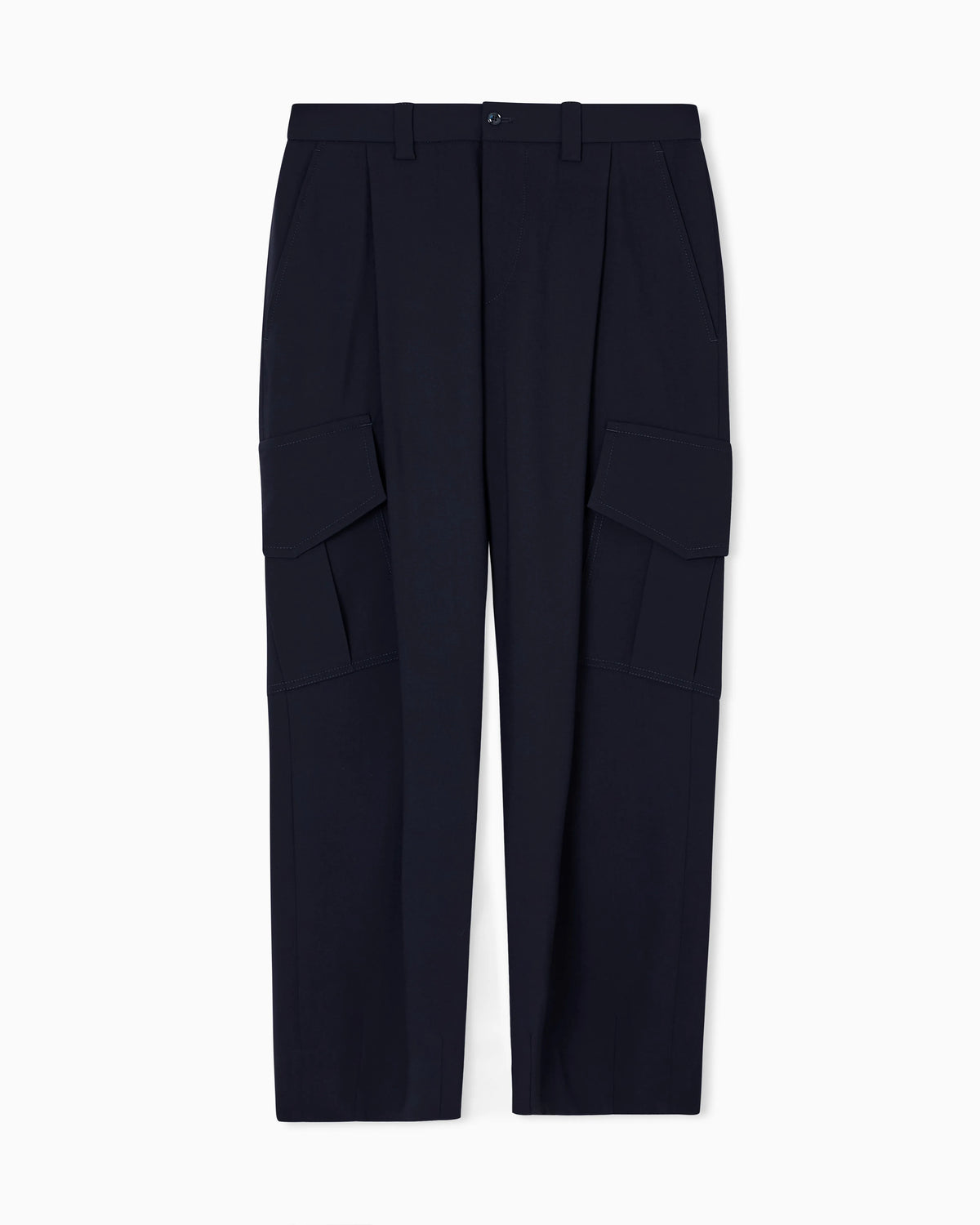 Single-pleat, pure virgin wool crêpe trousers