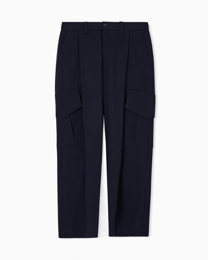 Single-pleat, pure virgin wool crêpe trousers