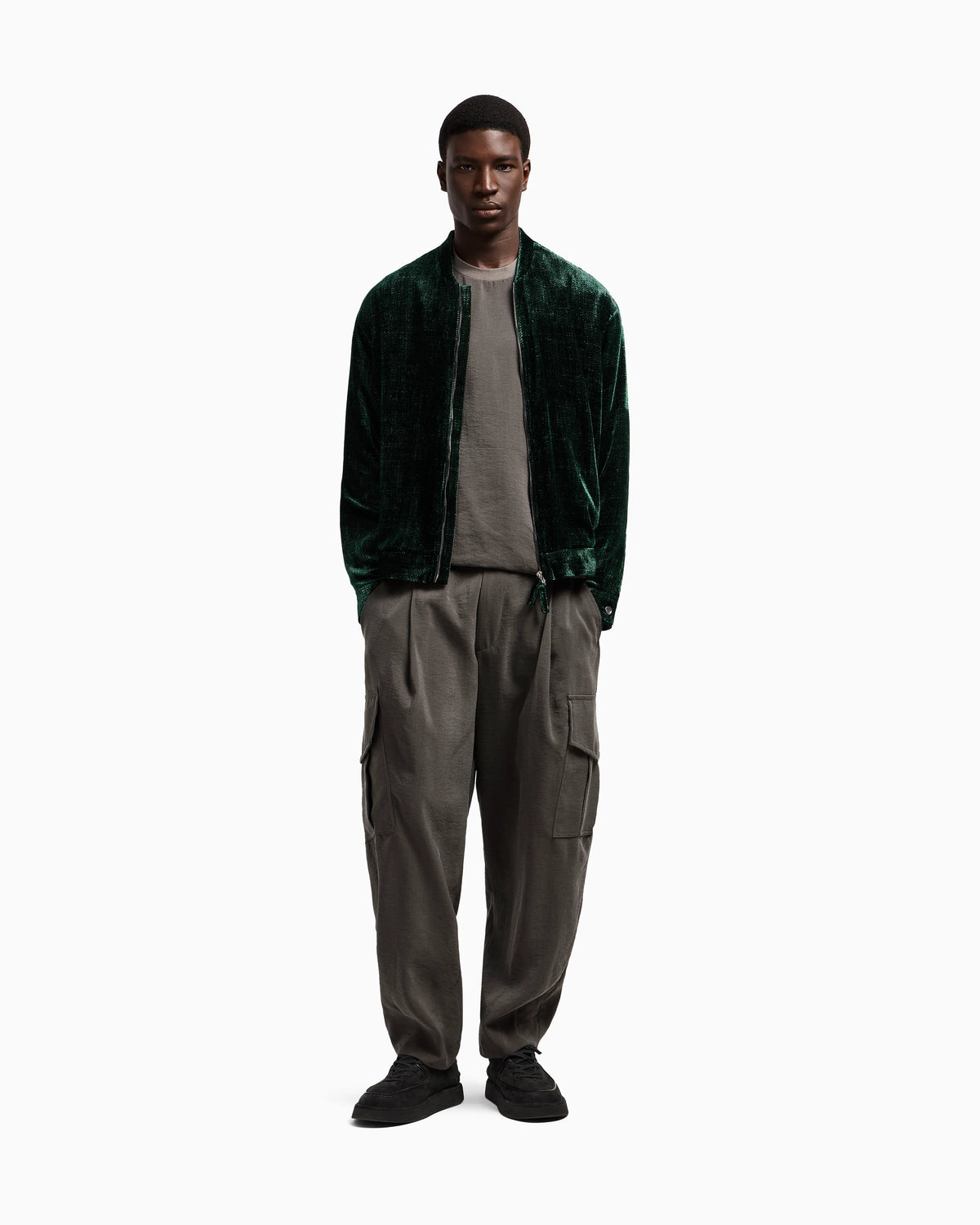 Washed, silk-blend, single-pleat trousers