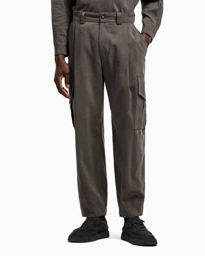 Washed, silk-blend, single-pleat trousers