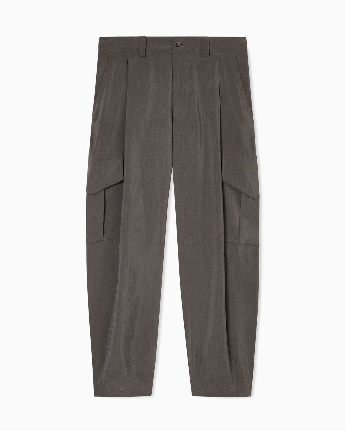 Washed, silk-blend, single-pleat trousers