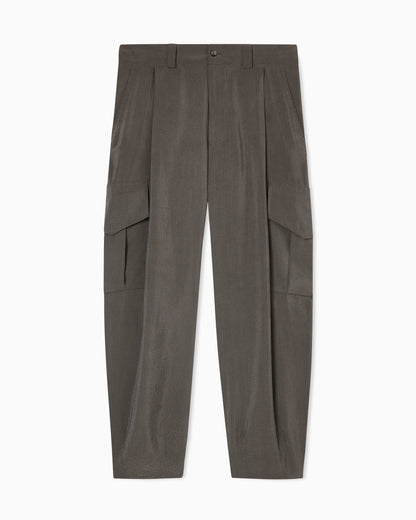 Washed, silk-blend, single-pleat trousers