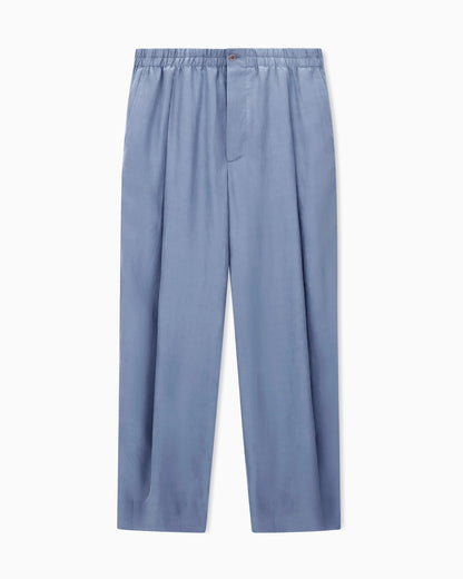 Washed, Silk-Blend, Single-Pleat Trousers