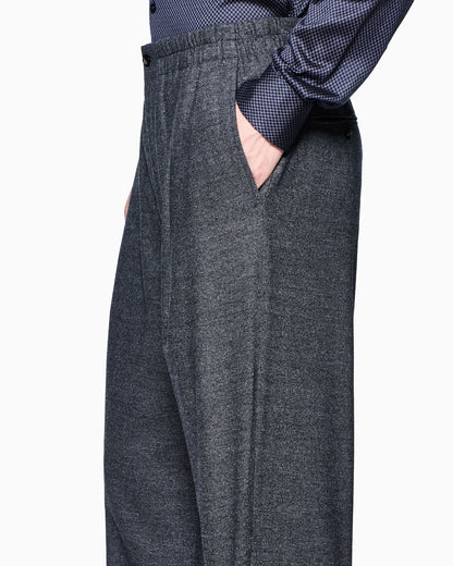Single-pleat trousers in denim-effect virgin-wool