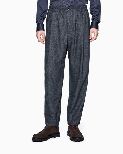 Single-pleat trousers in denim-effect virgin-wool