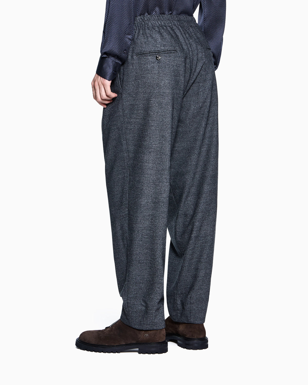 Single-pleat trousers in denim-effect virgin-wool