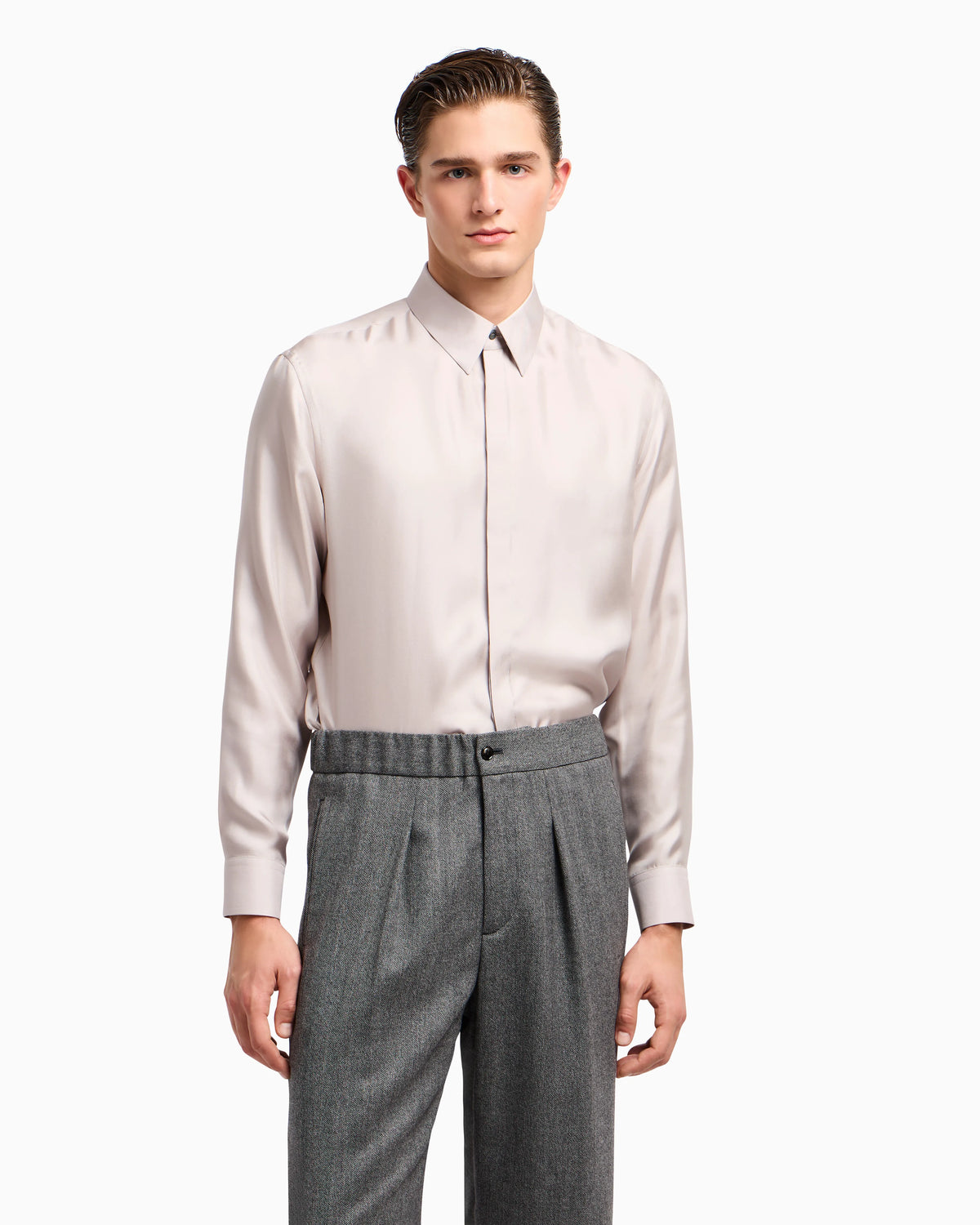 Regular-fit shirt in silk twill