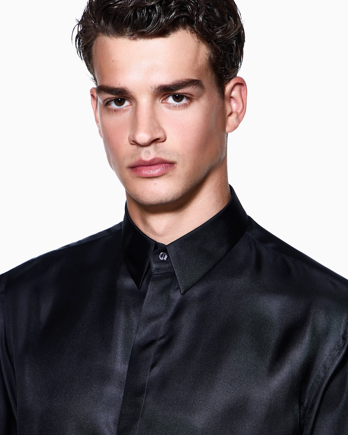 Regular-fit shirt in silk twill