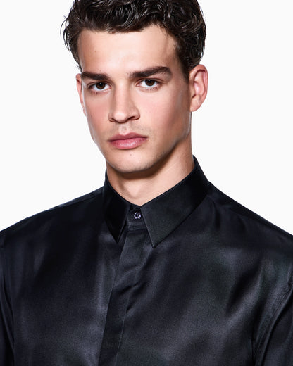 Regular-fit shirt in silk twill