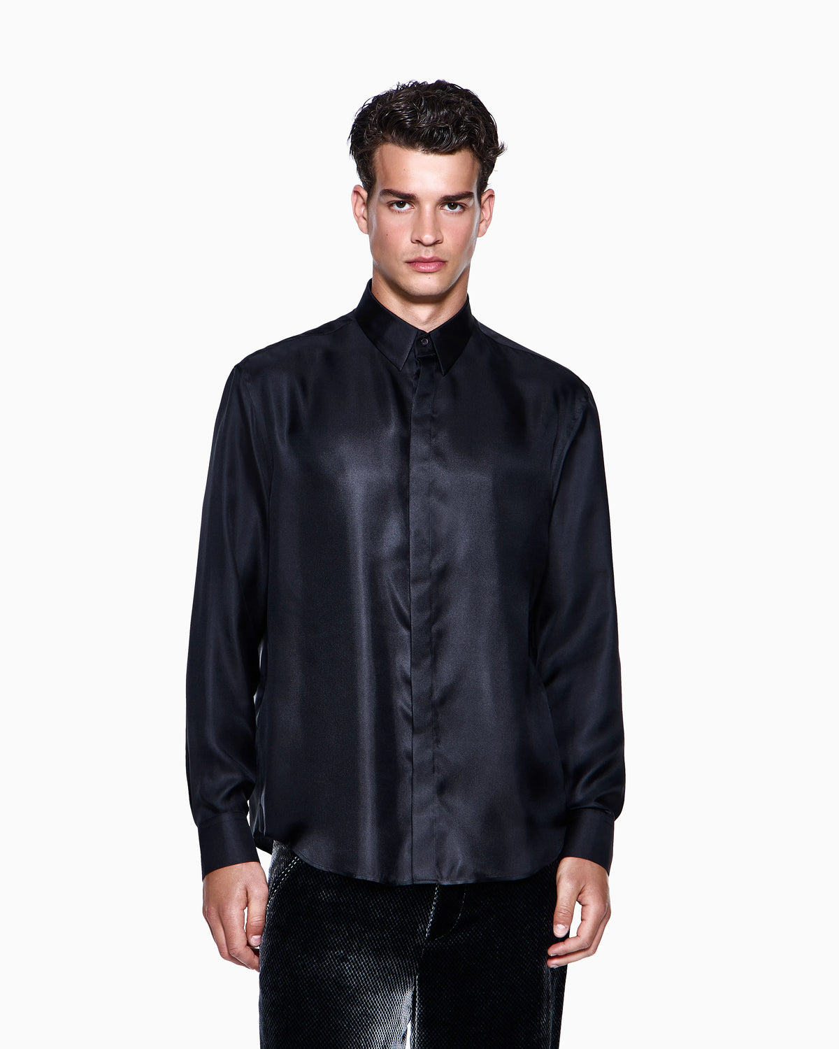 Regular-fit shirt in silk twill