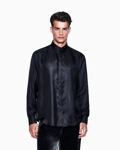 Regular-fit shirt in silk twill