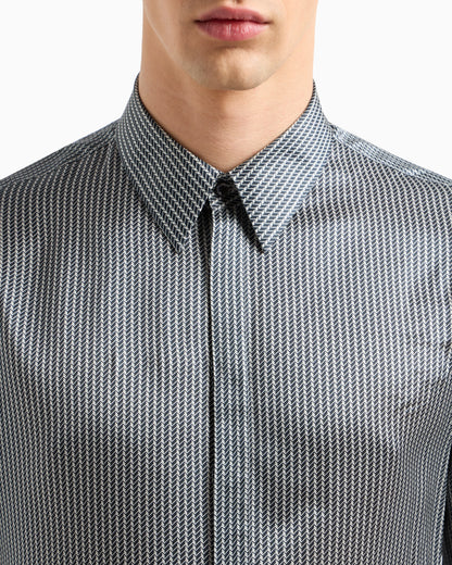 Shirt in printed silk satin