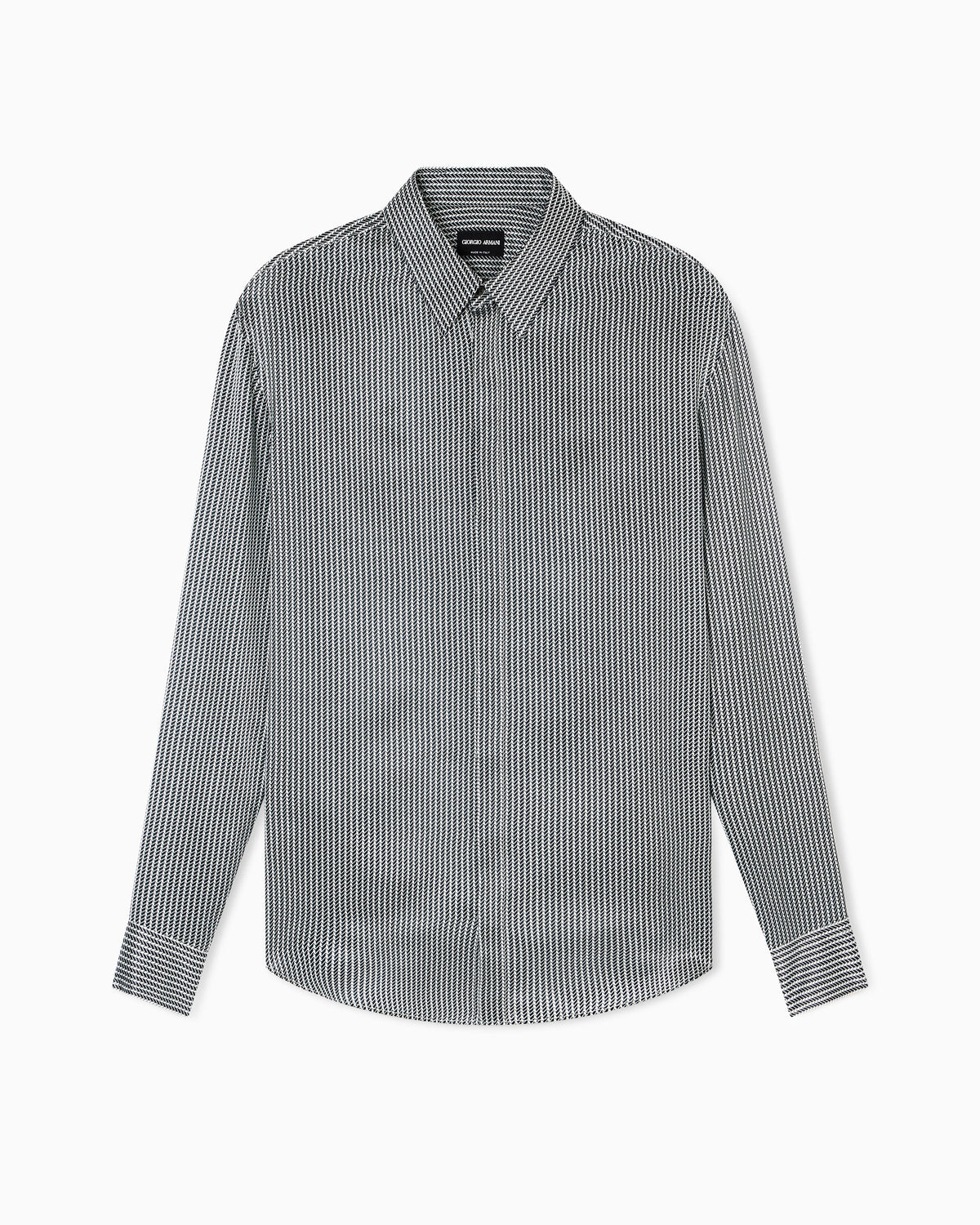 Shirt in printed silk satin
