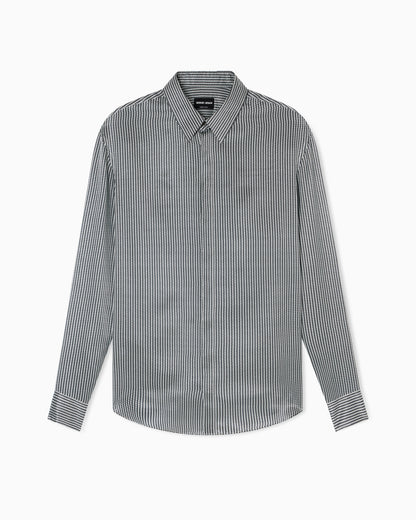Shirt in printed silk satin