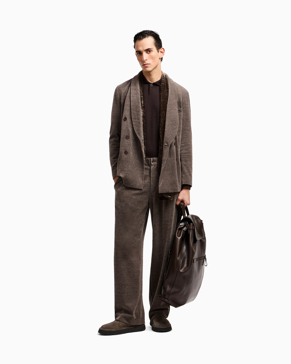 Long-sleeved polo shirt in virgin wool
